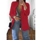 Women's Plus Size Curve Blazer Spring Work to Wear Office Jacket with Pocket Long Sleeve Peaked Lapel Fall Winter