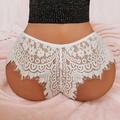 Women's Plus Size Sexy Lingerie Panties Solid Colored Sexy Spring, Fall, Winter, Summer White Black Big Size S M L XL XXL / Lace