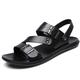 Men's Sandals Flat Sandals Leather Sandals Outdoor Slippers Classic Casual Outdoor Daily PU Breathable Loafer Black Brown Summer