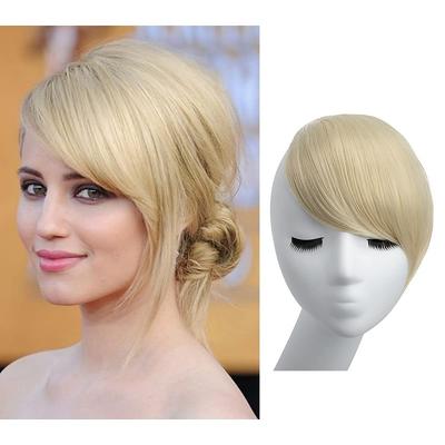 Clip in Side Bangs Hair Pieces Blonde Straight Synthetic Extensions for Women