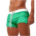 Men's Board Shorts Swim Shorts Swim Trunks Drawstring with Mesh lining Split Solid Color Breathable Quick Dry Athletic Beach Swimming Pool Chic Modern Casual / Sporty Grass Green Black Stretchy