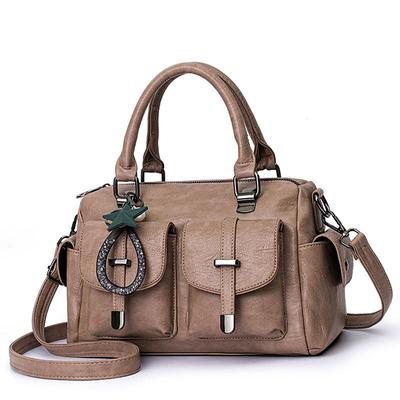 Women's Blue Faux Leather Handbag – Stylish Large Capacity Shoulder Bag with Pockets for Work Travel