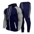 Men's Tracksuit Sweatsuit Jogging Suits Black White Navy Blue Gray Standing Collar Color Block Drawstring 2 Piece Sports Outdoor Daily Sports Basic Casual Big and Tall Fall Spring Clothing Apparel