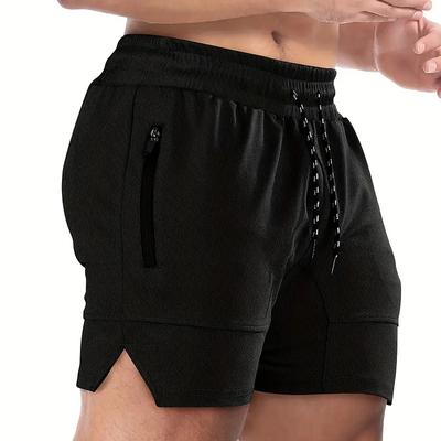 Men's Shorts Sports Going out Weekend Running Casual Drawstring Elastic Waist Plain Knee Length Gymnatics Activewear Wine Red Black Micro-elastic