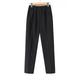 Women's Dress Work Fleece Flannel Trousers Full Length Fashion Streetwear Office Career Pure black-autumn style 228# wide stripes XL 2XL Fall Winter