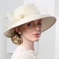 Hats Net Fiber Straw Hat Sun Hat Cloche Hat Casual Tea Party Elegant Wedding With Bowknot Lace Side Headpiece Headwear