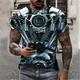 Men's Machine Motorcycle T Shirt Short Sleeve T shirt 3D Print Round Neck Shirt Sports Fashion Designer Outdoor Vacation Street Black Red Blue Summer Clothing Apparel S M L XL XXL XXXL 4XL