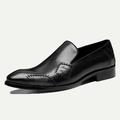 Men's Loafers Slip-Ons Formal Shoes Brogue Dress Shoes British Gentleman Office Career Party Evening Leather Italian Full-Grain Cowhide Comfortable Slip Resistant Slip-on Light Brown Black