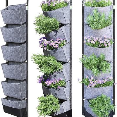 6 Pockets Hanging Planter Bags, Vertical Felt Fabric Nursery Bags, Grow Bag For Vegetable, Garden Supplies