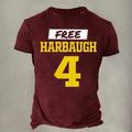 Free Harbaugh Shirt Burgundy Blue Green T shirt Tee Men's Graphic Cotton Shirt Sports Classic Shirt Short Sleeve Comfortable Tee Sports Outdoor Holiday Summer Fashion Clothing S M L XL XXL XXXL