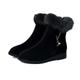 Women's Boots Snow Boots Suede Shoes Winter Boots Outdoor Daily Solid Color Fleece Lined Booties Ankle Boots Winter Rhinestone Flat Heel Round Toe Elegant Fashion Plush Faux Suede Zipper Black