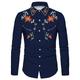 Men's Shirt Western Shirt Floral Graphic Prints Turndown Black Navy Blue 3D Print Outdoor Street Long Sleeve Button-Down Print Clothing Apparel Fashion Designer Casual Soft