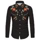 Men's Shirt Western Shirt Floral Graphic Prints Turndown Black Navy Blue 3D Print Outdoor Street Long Sleeve Button-Down Print Clothing Apparel Fashion Designer Casual Soft