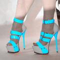 Women's Heels Sandals Lace Up Sandals Strappy Sandals Stilettos Daily Club Summer Rivet Buckle Lace-up High Heel Open Toe Sexy Patent Leather Lace-up White / Blue Black White