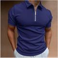 Men's Zip Polo Golf Shirt Casual Vacation Quarter Zip Short Sleeve Fashion Solid Color Plain Classic Summer Regular Fit Black White Wine Navy Blue Royal Blue Green Zip Polo