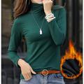 Women's T shirt Tee Undershirt Bottoming Shirt Plain Daily Weekend Turtleneck burgundy plus velvet turtleneck black fleece Turtleneck coffee fleece Long Sleeve Basic Turtleneck High Neck Regular Fit