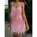 Women's Sequin Dress Fringe Dress Party Dress Mini Dress White Pink Red Sleeveless Plain Sequins Summer Spring Fall Spaghetti Strap Party Wedding Guest Vacation S M L XL XXL