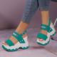 Women's Sandals Wedge Sandals Wedge Heels Plus Size Outdoor Daily Geometric Color Block Summer Buckle Wedge Heel Hidden Heel Peep Toe Open Toe Fashion Casual Running Walking Faux Leather Buckle Dark