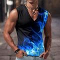 Smoke Sleeveless Mens 3D Shirt Casual Black Summer Cotton Graphic Color Block Flame Designer Muscle Men'S 3D Print Tank Top For Sports Running Gym Red