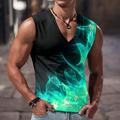 Smoke Sleeveless Mens 3D Shirt Casual Black Summer Cotton Graphic Color Block Flame Designer Muscle Men'S 3D Print Tank Top For Sports Running Gym Red