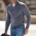 Men's Sweater Pullover Sweater Jumper Ribbed Knit Cropped Zipper Knitted Solid Color Stand Collar Stylish Basic Outdoor Daily Clothing Apparel Fall Winter Black White S M L
