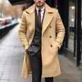 Men's Winter Coat Overcoat Long Trench Coat Daily Wear Going out Winter Polyester Thermal Warm Washable Outerwear Clothing Apparel Fashion Warm Ups Plain Pocket Lapel Single Breasted