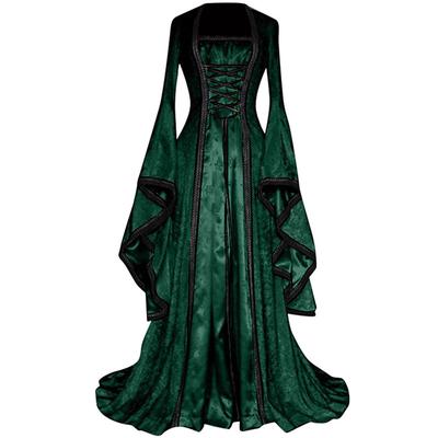 Retro Vintage Medieval Renaissance Prom Dress Long Length Pirate Viking Gentlewoman Valhalla Women's Halloween Carnival Masquerade Party LARP Ren Faire Adults' Dress All Seasons