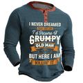 Graphic Letter Old Man Fashion Daily Casual Men's 3D Print Henley Shirt Casual Holiday Going out T shirt Black Navy Blue Army Green Long Sleeve Henley Shirt Spring Fall Clothing Apparel S M L XL