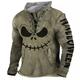 Halloween Jack Skellington Hoodie Mens Graphic Prints Monster Daily Classic Casual 3D Sweatshirt Pullover Holiday Going Out Sweatshirts Blue Brown Green Long Sleeve Grey Cotton