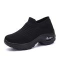 Women's Trainers Athletic Shoes Sneakers Plus Size Flyknit Shoes Outdoor Work Athletic Solid Colored Winter Wedge Heel Round Toe Sporty Casual Running Hiking Walking Knit Tissage Volant Loafer Black