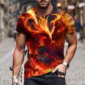 Phoenix Casual Mens 3D Shirt For Festival Red Summer Cotton Men'S Unisex Tee Graphic Prints Flame Crew Neck 3D Outdoor Street Short Sleeve Clothing Apparel Sports