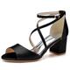 Women's Wedding Shoes Sandals Ladies Shoes Valentines Gifts Party Wedding Sandals Bridal Shoes Bridesmaid Shoes Buckle Chunky Heel Open Toe Satin Ankle Strap Black White Ivory