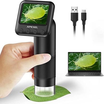 Handheld Digital Microscope with 2 LCD Screen 800X Pocket Portable Microscope for Kids with Adjustable Lights Coins Electronic Magnifier Camera