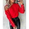 Women's Blouse Plain Casual Patchwork Puff Sleeve Black Long Sleeve Elegant One Shoulder Fall Winter