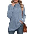 Shirt Blouse Women's Blue Purple Dark Gray Solid / Plain Color Split Office Daily Fashion High Neck Regular Fit S