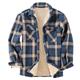 Men's Shirt Jacket Fleece Jacket Shacket Flannel Jacket Casual Windproof Warm Padded Winter Plaid / Check Chic Modern Dark Navy Brown Jacket