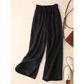 Women's Wide Leg Pants Casual Maillard Chinos Baggy Ankle-Length Cotton And Linen Pocket Micro-elastic High Waist Fashion Streetwear Daily Wear Black White M L Summer Fall