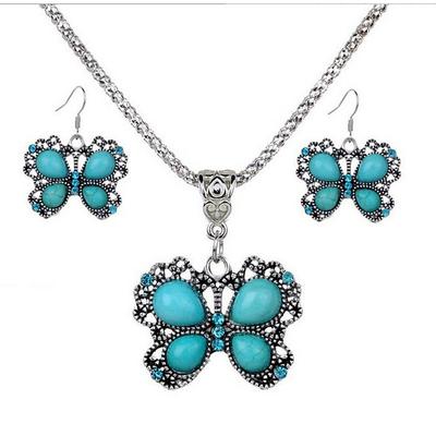 fashion retro turquoise jewelry set earrings necklace set