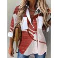 Women's Shirt Blouse Red Blue Grey Graphic Casual Shirt Collar S