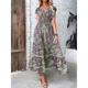 Women's Long Dress Maxi Dress Casual Dress Swing Dress Summer Dress Floral Paisley Tribal Fashion Casual Outdoor Daily Holiday Ruched Print Short Sleeve V Neck Dress Loose Fit Green Red Orange