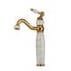 Bathroom Sink Faucet Ultra Faucets Euro Collection Gold with Stone Single Handle - One Hole Tall Body Deck Mount Lavatory Vessel Sink Faucet With Curved Spout