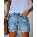 Women's Jeans Shorts Denim Plain Cut Out Short Micro-elastic Mid Waist Fashion Casual Vacation Casual Daily Blue S M