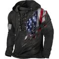 American US Flag Men's Fashion 3D Print Hoodie Vacation Going out Streetwear Hoodies Black Grey Black Long Sleeve Hooded Print Spring Fall Designer Hoodie Sweatshirt