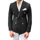 Men's Linen Blazer Jacket Beach Wedding Casual Tailored Fit Solid Colored Double Breasted Six-buttons Black Pink khaki Dark Blue Light Blue 2024