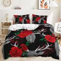 2Pcs/3Pcs Rose Flower Vintage Valentine'S Day Wedding Collection Two Piece Quilt Set Three Piece Set Includes One Quilt Cover 1 Or 2 Pillow Covers Bedding Set