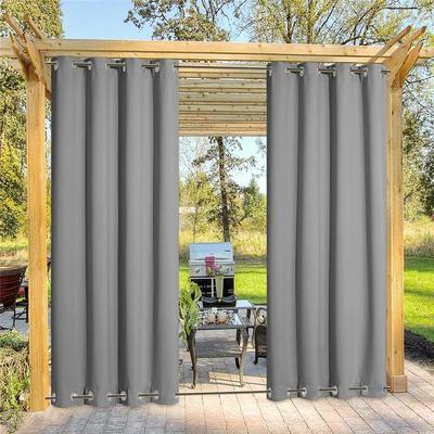 Waterproof Outdoor Curtain Privacy, Double Grommet(Top and Bottom) Sliding Patio Curtain Farmhouse Drapes, Pergola Curtains Grommet For Gazebo, Balcony, Porch, Party, Hotel, 1 Panel