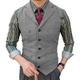 Men's Tweed Casual Business Vests Lightweight Waistcoat Solid Color Tailored Fit Notch Single Breasted Five-buttons Silver Black Red 2024