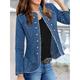 Women's Denim Jacket Outdoor clothing Button Plain Comfortable Streetwear Regular Fit Outerwear Long Sleeve Spring Blue S