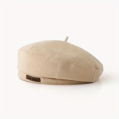 1pc Trendy Casual Brown British Beret With Letter Patched For Women Autumn Winter Painter Fedora Hat