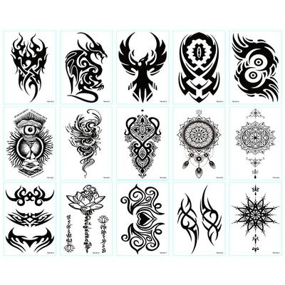 LITBest 6 Sheets Randomly Temporary Tattoos Stickers Fake Arm Chest Shoulder Tattoos Tiny Black Temporary Tattoos for Men TBS8010-TBS8019